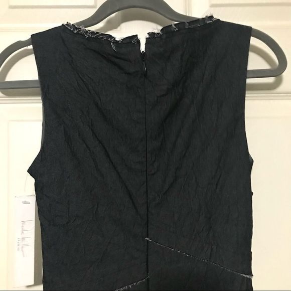NWT $320 Nicole Miller Studio | Distressed Raw Edges Tier Crinkle Bodycon Dress - Picture 6 of 13